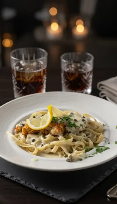 creamy-italian-pasta-dish-restaurant-hurricane-utah Creamy Italian pasta dish served at Touch of Tuscany Italian restaurant in Hurricane Utah near Zion National Park