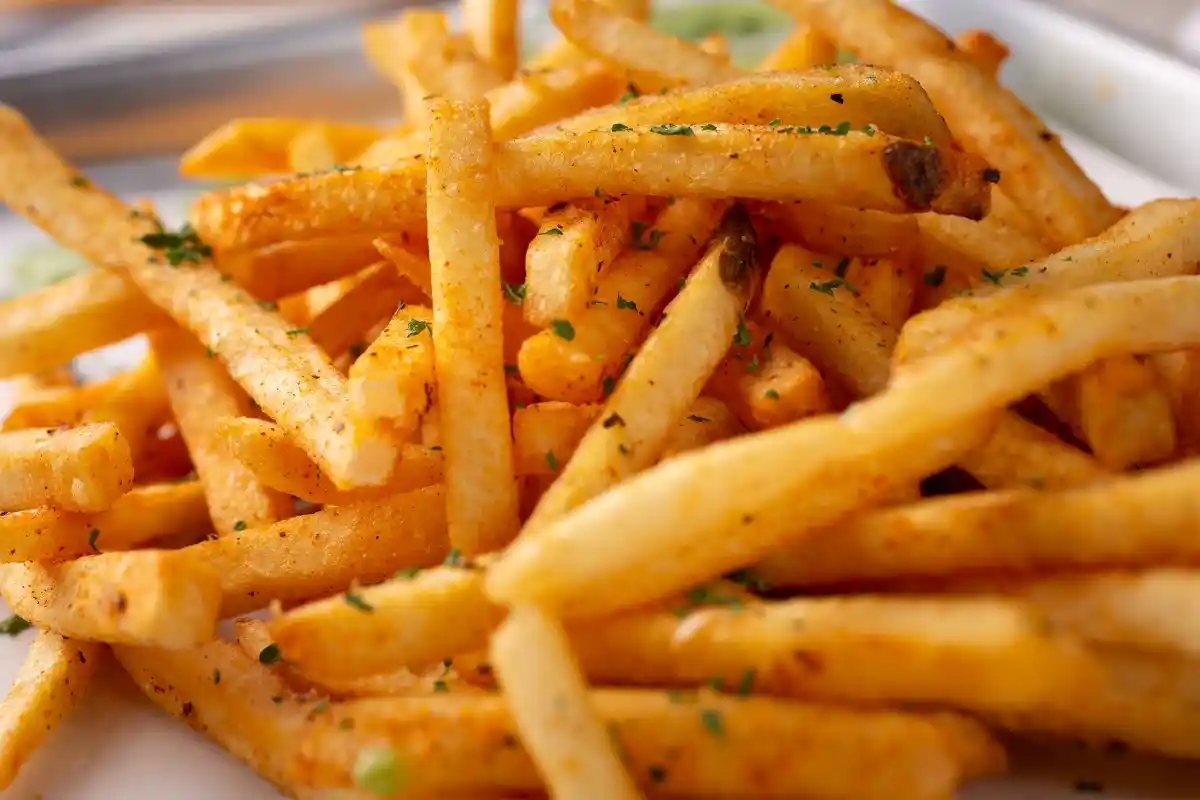 seasoned-french-fries-touch-of-tuscany-hurricane-ut-italian-restaurant Crispy seasoned French fries served hot as a side dish at Touch of Tuscany Italian Steakhouse & Bar in Hurricane, Utah near Zion National Park.